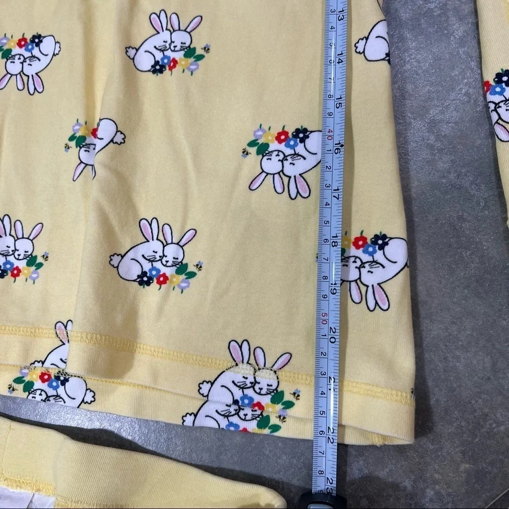 Hanna Andersson Pajama PJ Set Bunnys Girls Sz M Yellow Rabbits Cotton Comfy EUC